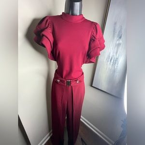 2 piece couture set burgundy